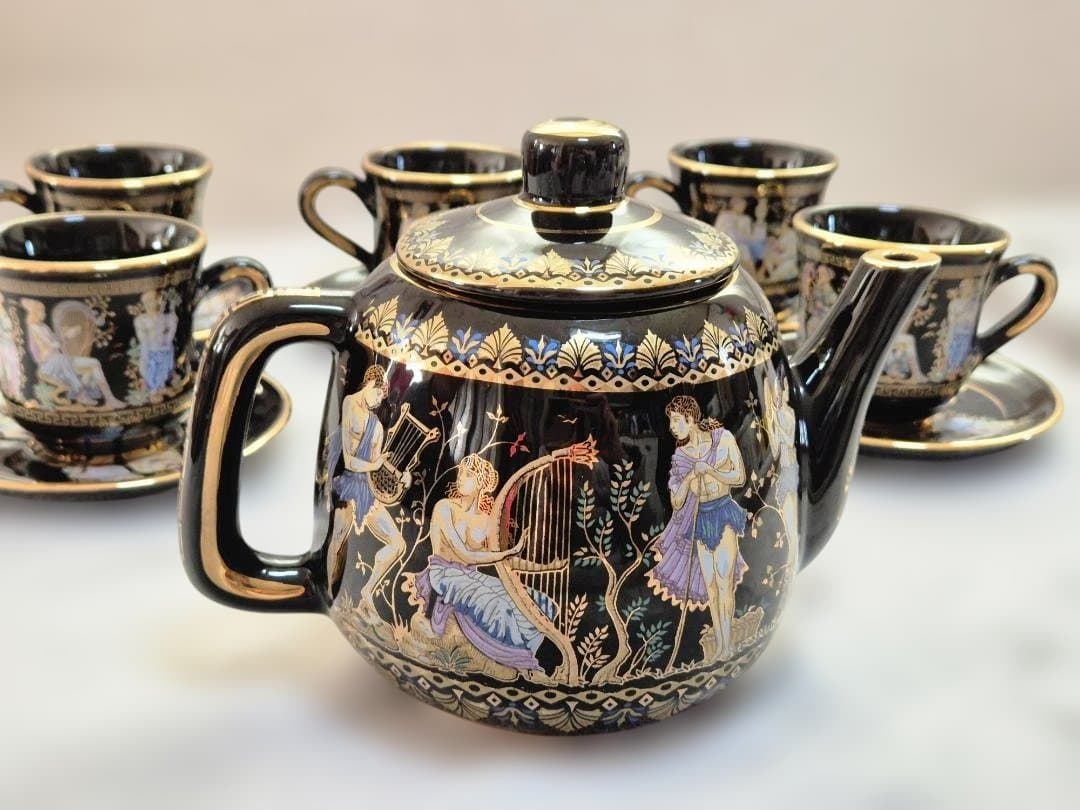 24K使用、ギリシャのハンドメイドティーポットとカップセット