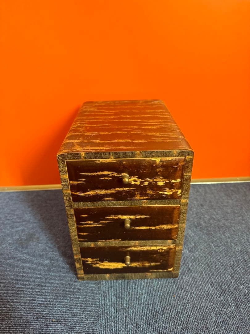 1956 桜皮細工　樺細工　引き出し3段　未使用