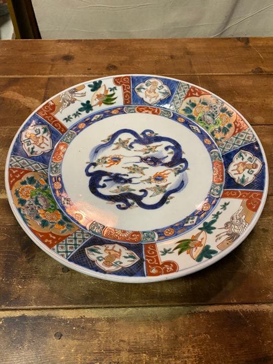 古伊万里　大皿　龍　手描き　骨董　飾り皿