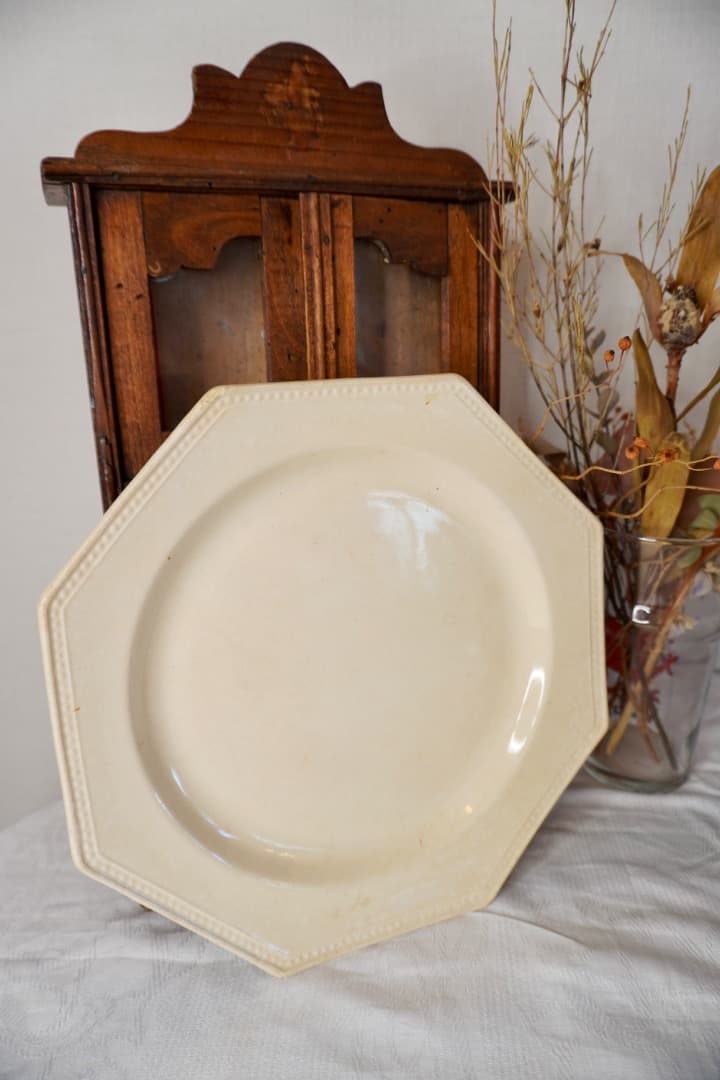フランス アンティーク クレイユモントロー オクトゴナルプレート 陶器 平皿⑥