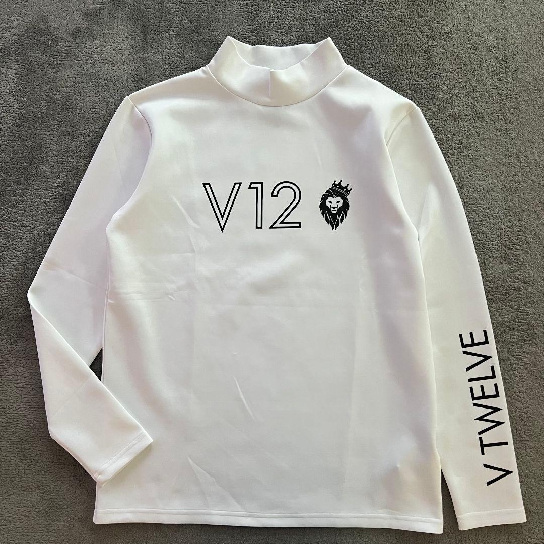 V12 ヴィトゥエルヴ モックネック　ハイネック　長袖シャツ　白　M ゴルフ