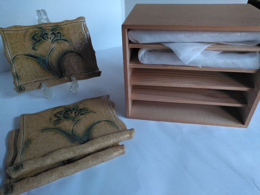 岩月竹光 作　黄瀬戸  巻板皿　5枚セット