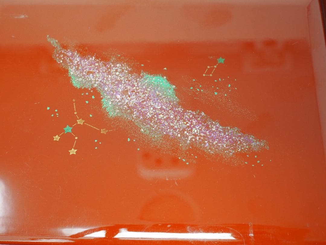 星空デザイン　ジュエリーボックス　銀河　天の川　３段引き出し　輪島塗　漆器　蒔絵