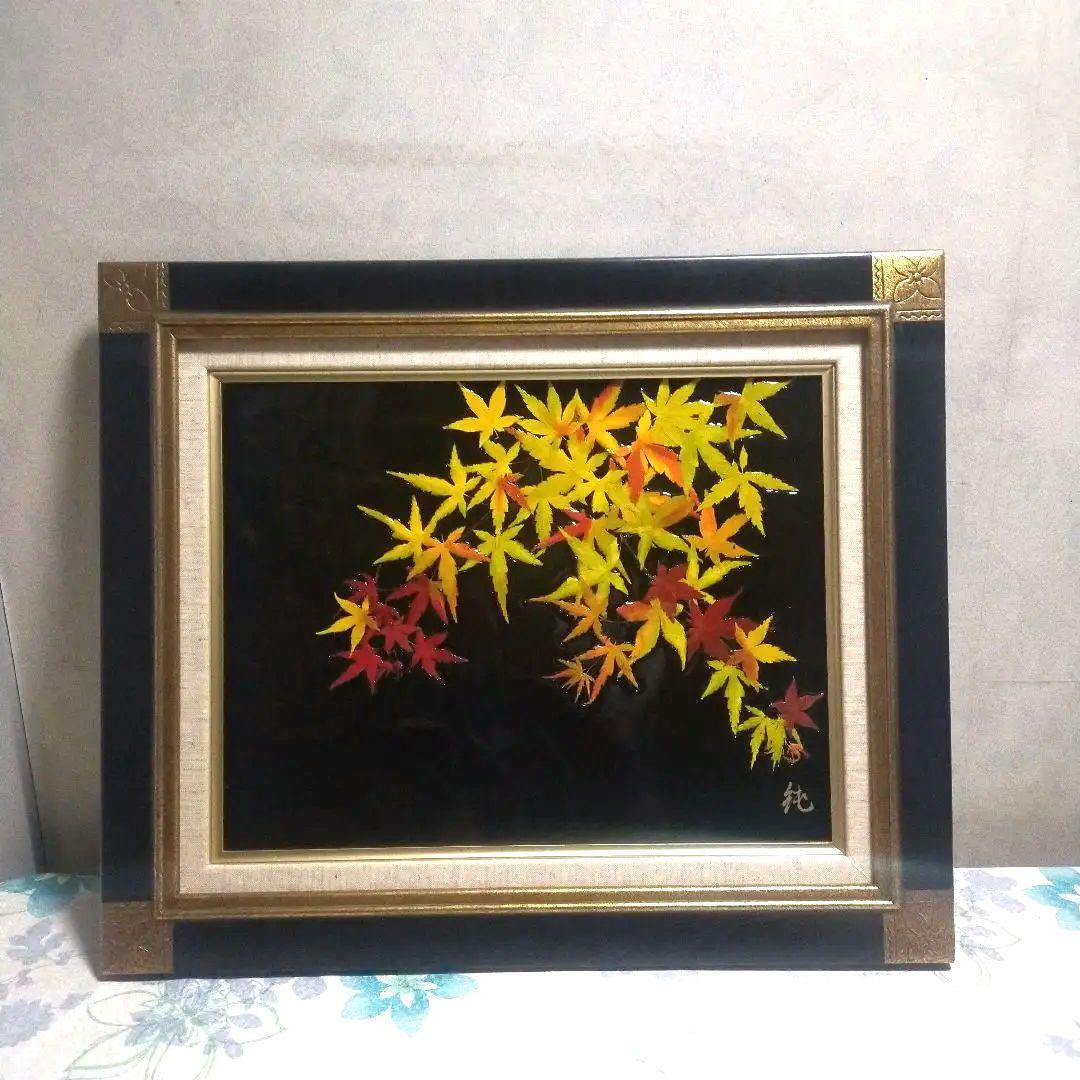 日本絵画 漆画・七宝？木製額