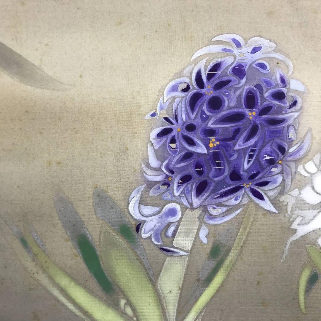 模写/速水御舟/紫蘭/シラン/花図/横物/掛軸/名家伝来/AK-237