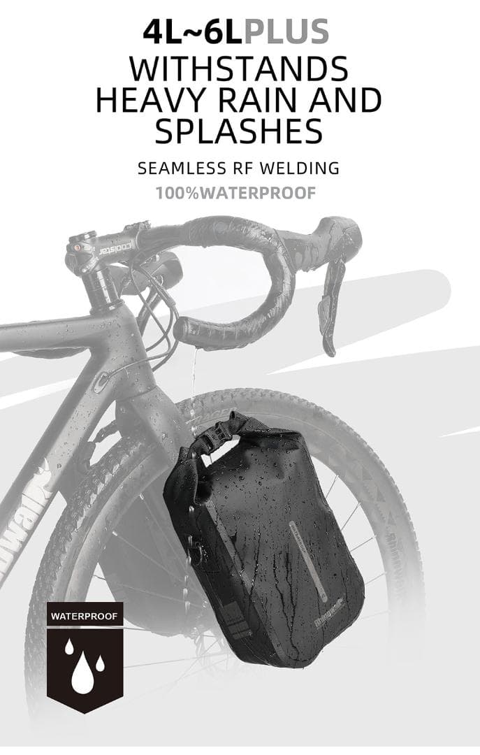 RhinoWeld 自転車 フォークバッグ 取付具付 ラック不要 完全防水 ４L
