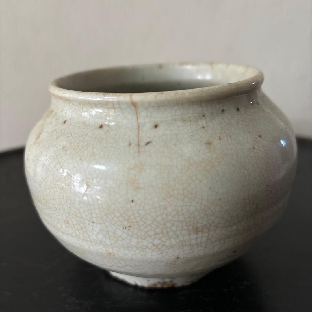 李朝壷　白磁　丸壷　塩笥壺　韓国オンギ.骨董品.スッカラ.アンティーク.立原正秋