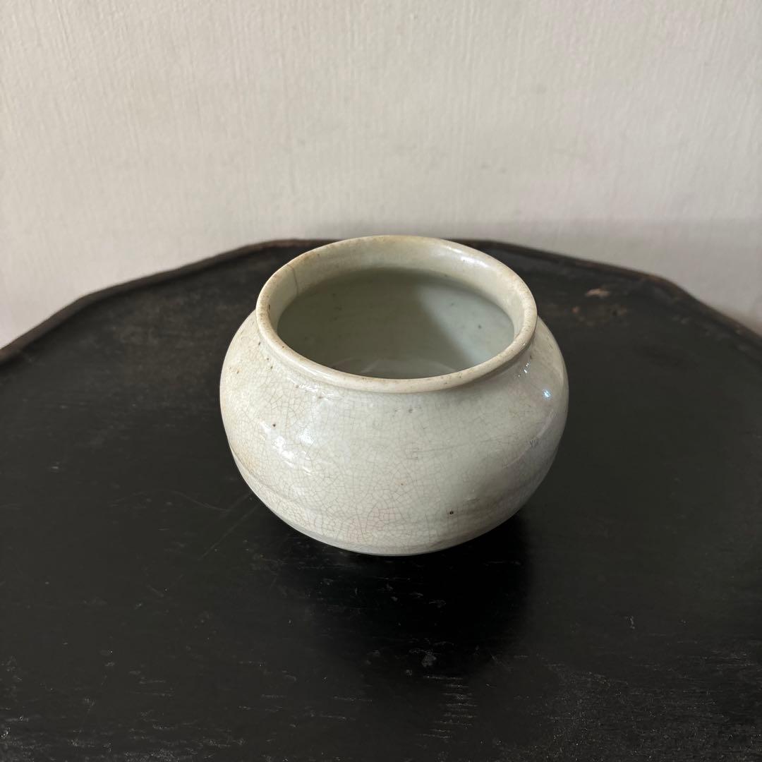 李朝壷　白磁　丸壷　塩笥壺　韓国オンギ.骨董品.スッカラ.アンティーク.立原正秋