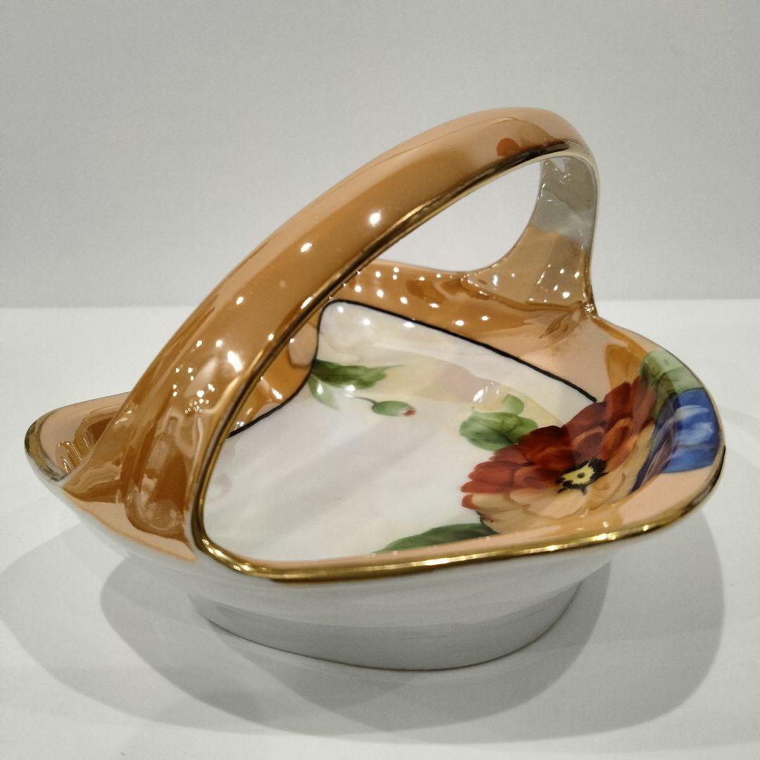 V299-5 オールドノリタケ ラスター彩 花絵 持手付プレート　B