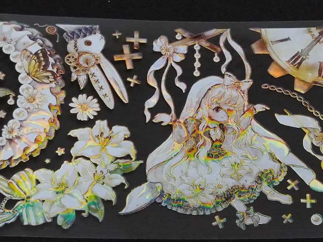 のこり１✩J193＃鎏金机械城白百合(虹光)切売海外人物装飾マステ女子