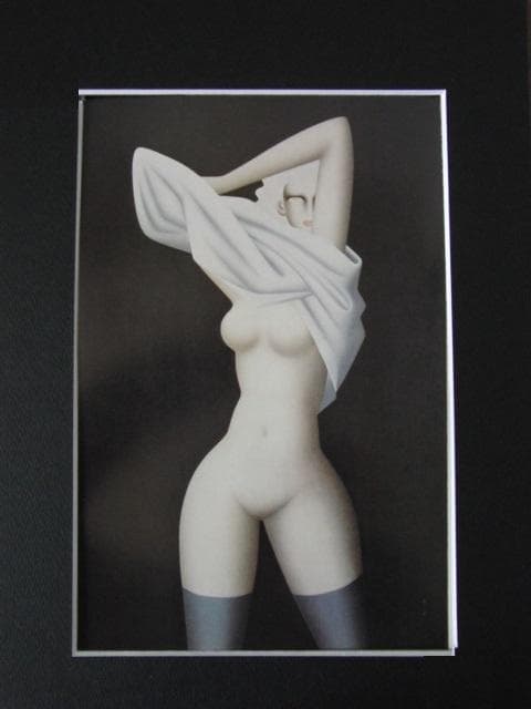 東郷青児、脱衣、希少な大判額装用画集より、新品高級額装付、状態良好