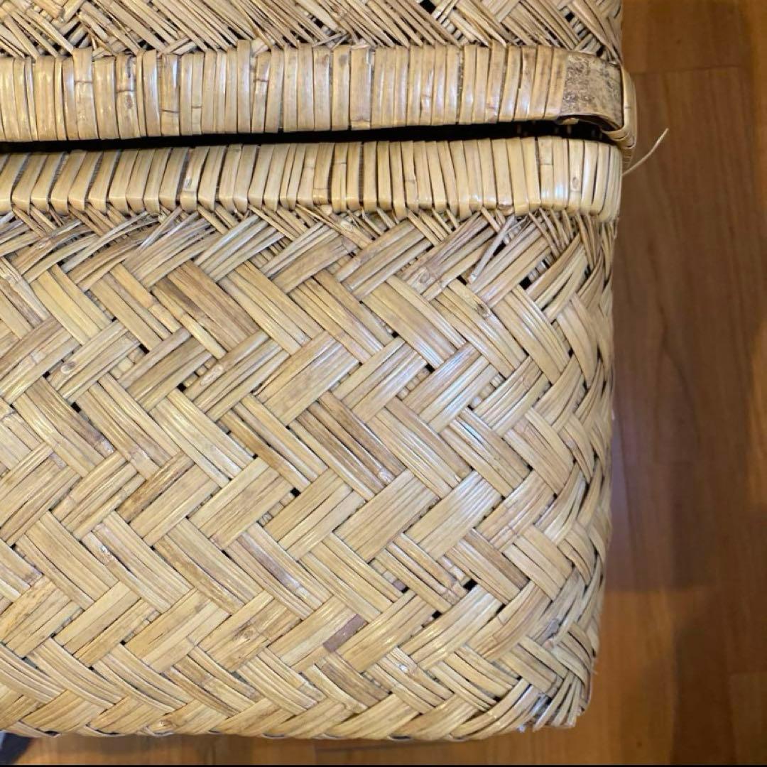 【最終価格】 ① 竹行李 柳ごおり昭和レトロ 葛籠 竹細工 大籠 箪笥カゴ