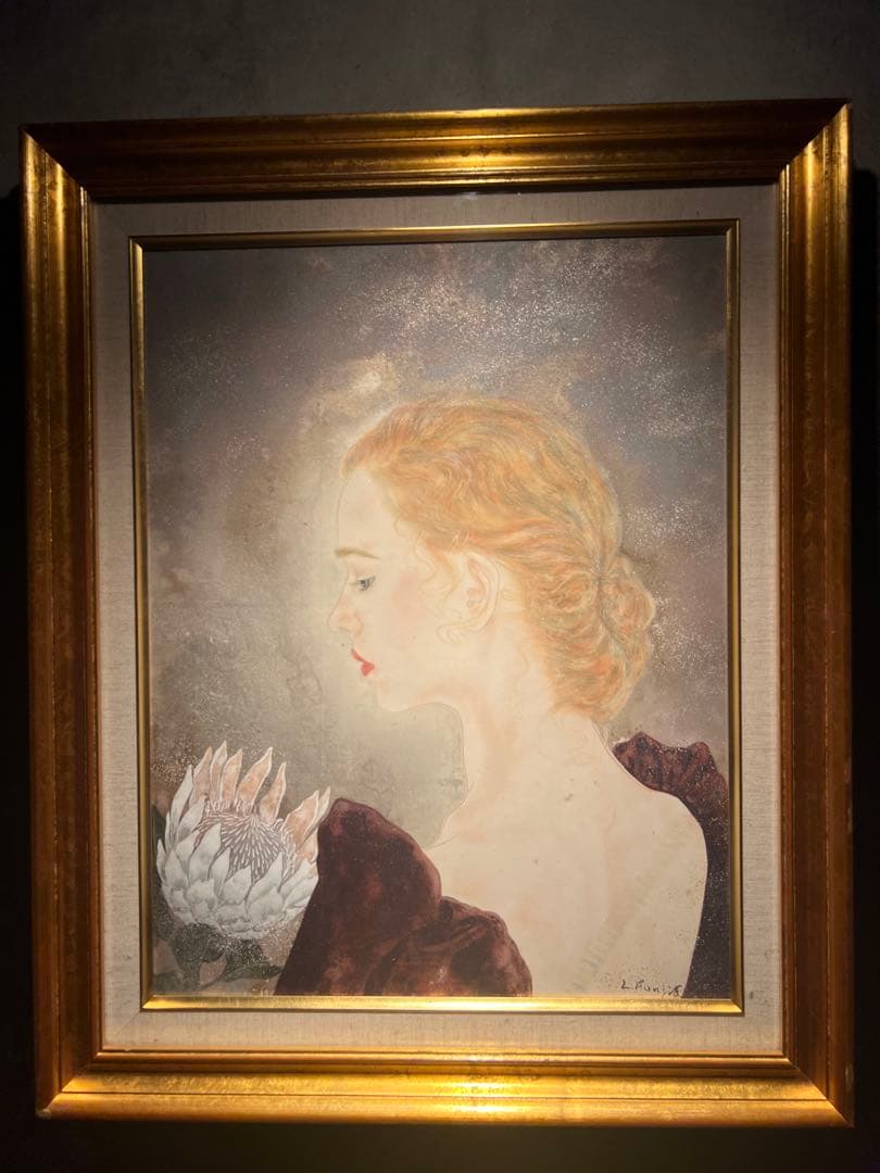 藤田嗣治　肉筆画　直筆サインあり