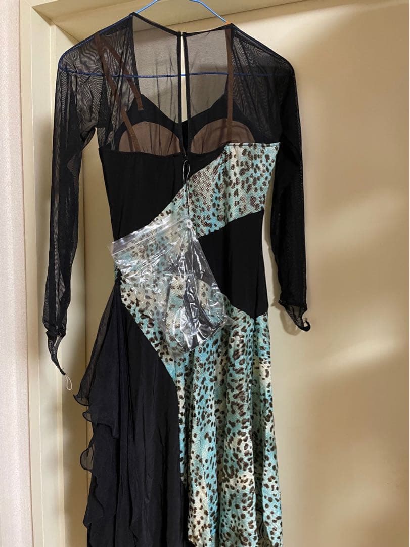 （未使用）Sekine ラテンダンス　社交ダンス　ドレス　チョーカー付き ブルー