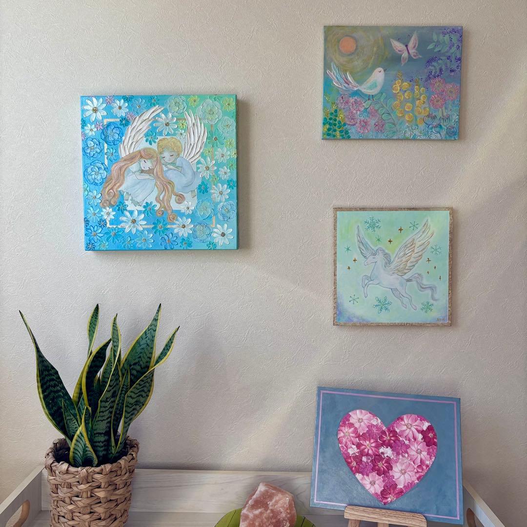 天使の安らぎ 原画｜テクスチャーアート・癒しのインテリア絵画 30cmスクエア