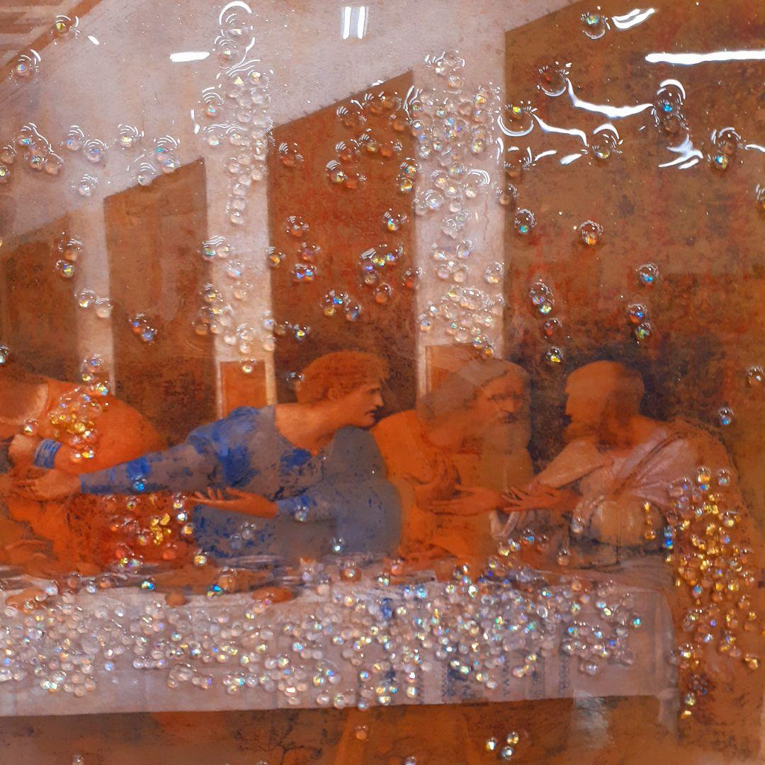 輸入雑貨　天然石　名画　『最後の晩餐』クリスタルアート　絵画　水晶絵　宝石アート