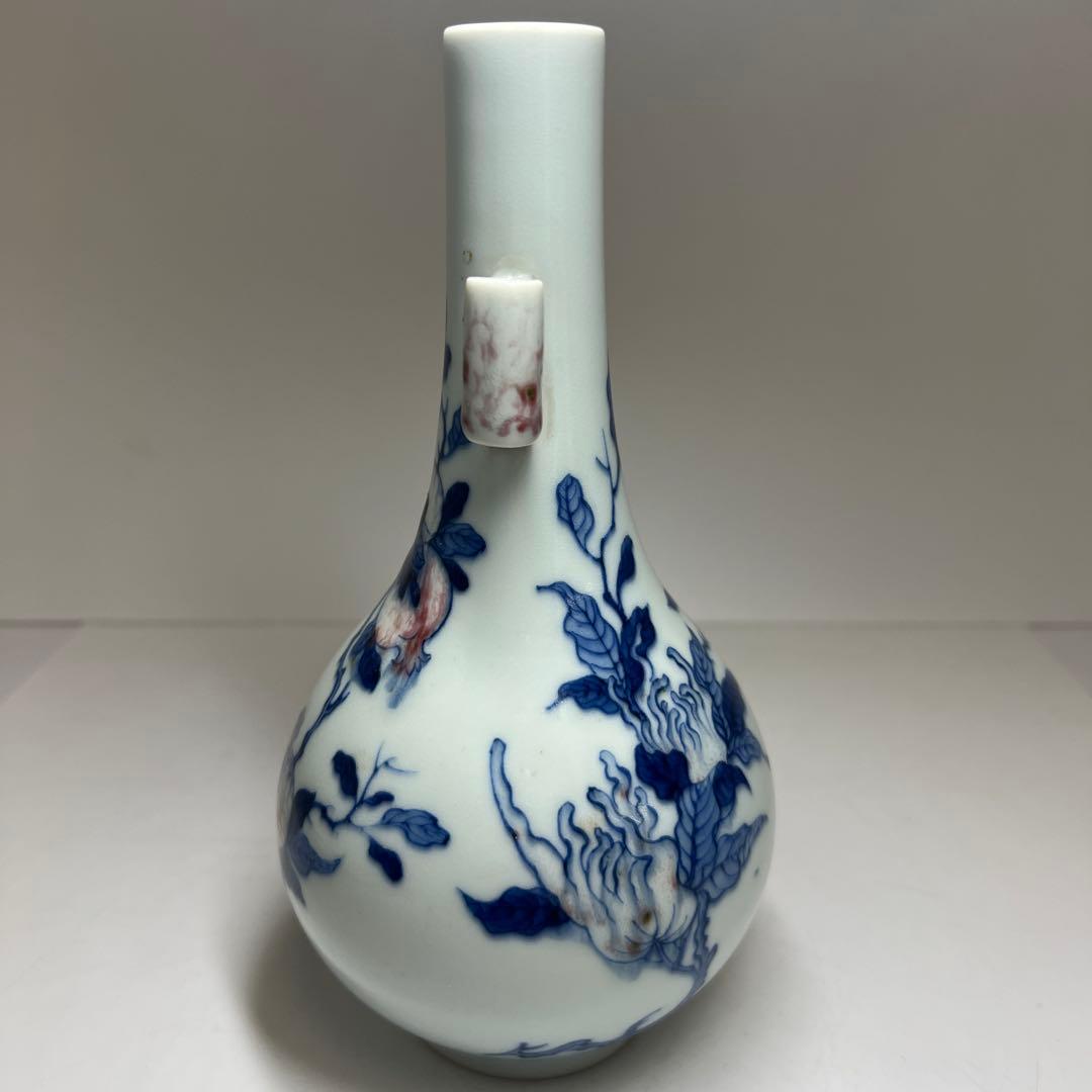 中国美術　大清康熙年製　釉裏紅花瓶　高約19.5㎝　東Y8-0114☆2Fトヒチ