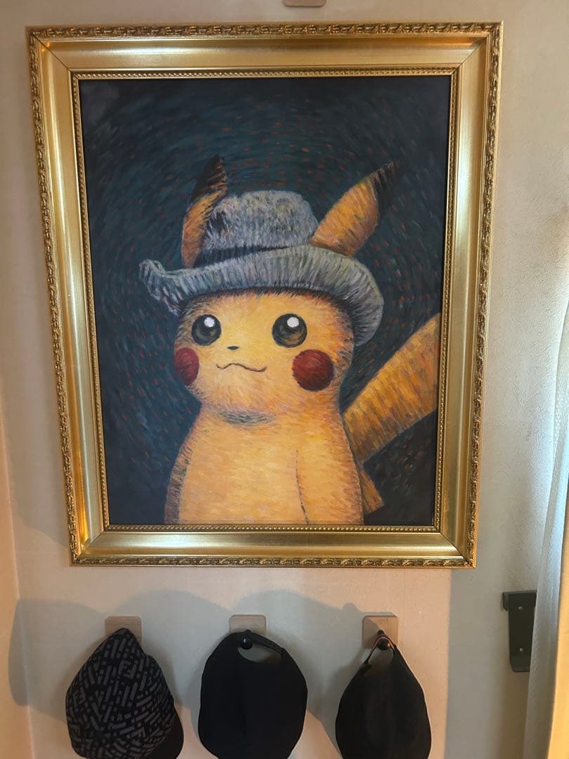 （証明書付き）Ｌサイズ　ゴッホピカチュウ 金色フレーム