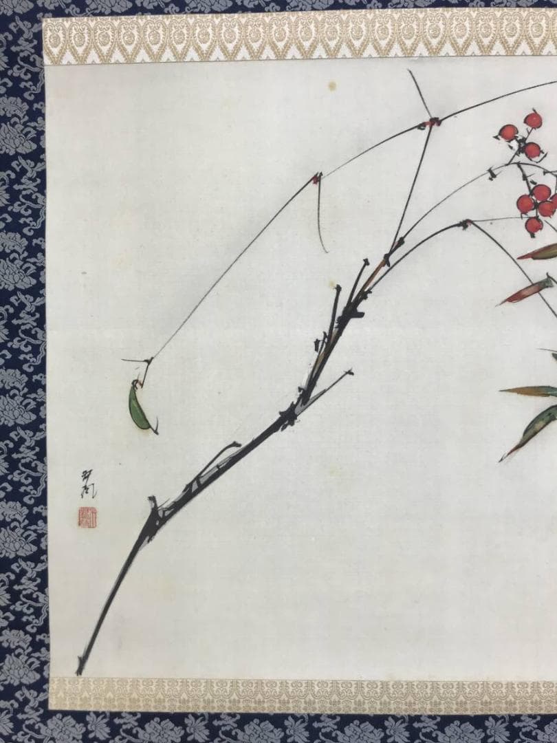 【真作】佐野五風/南天の図/横物/清水公照極め箱/掛軸/名家伝来/AD-232