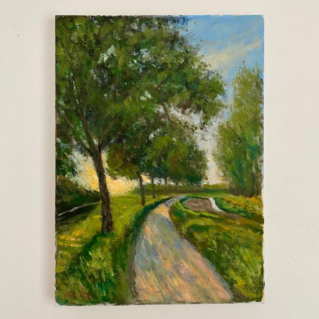 光の小道F4 キャンバス 風景画 油彩画 絵画
