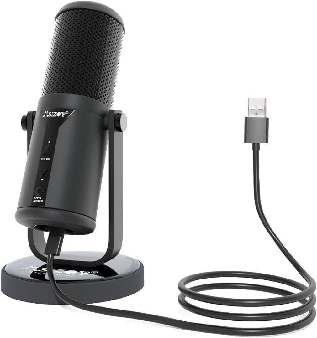 マイク コンデンサーマイク USBプラグアンドプレイ PC