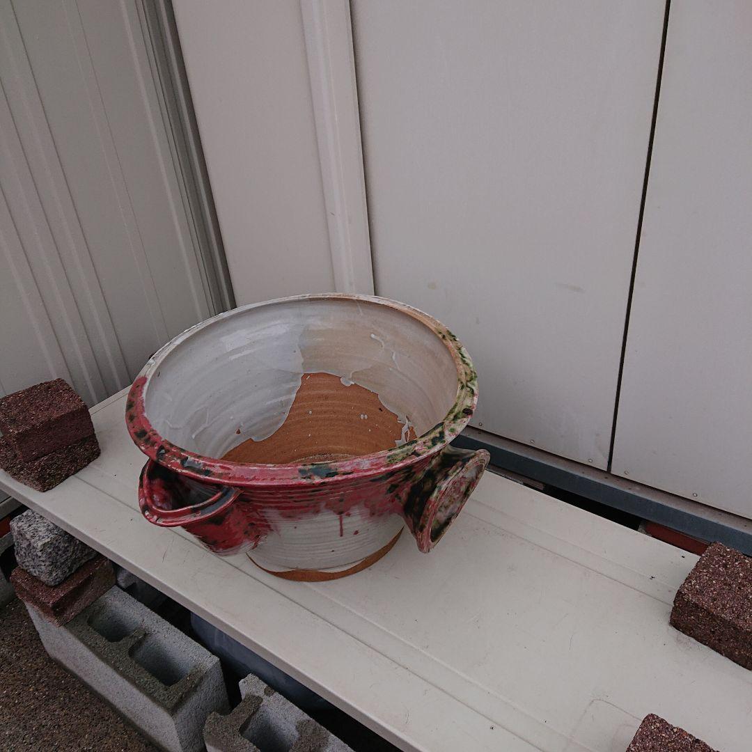 陶器ラッパ型睡蓮アンティーク睡蓮鉢