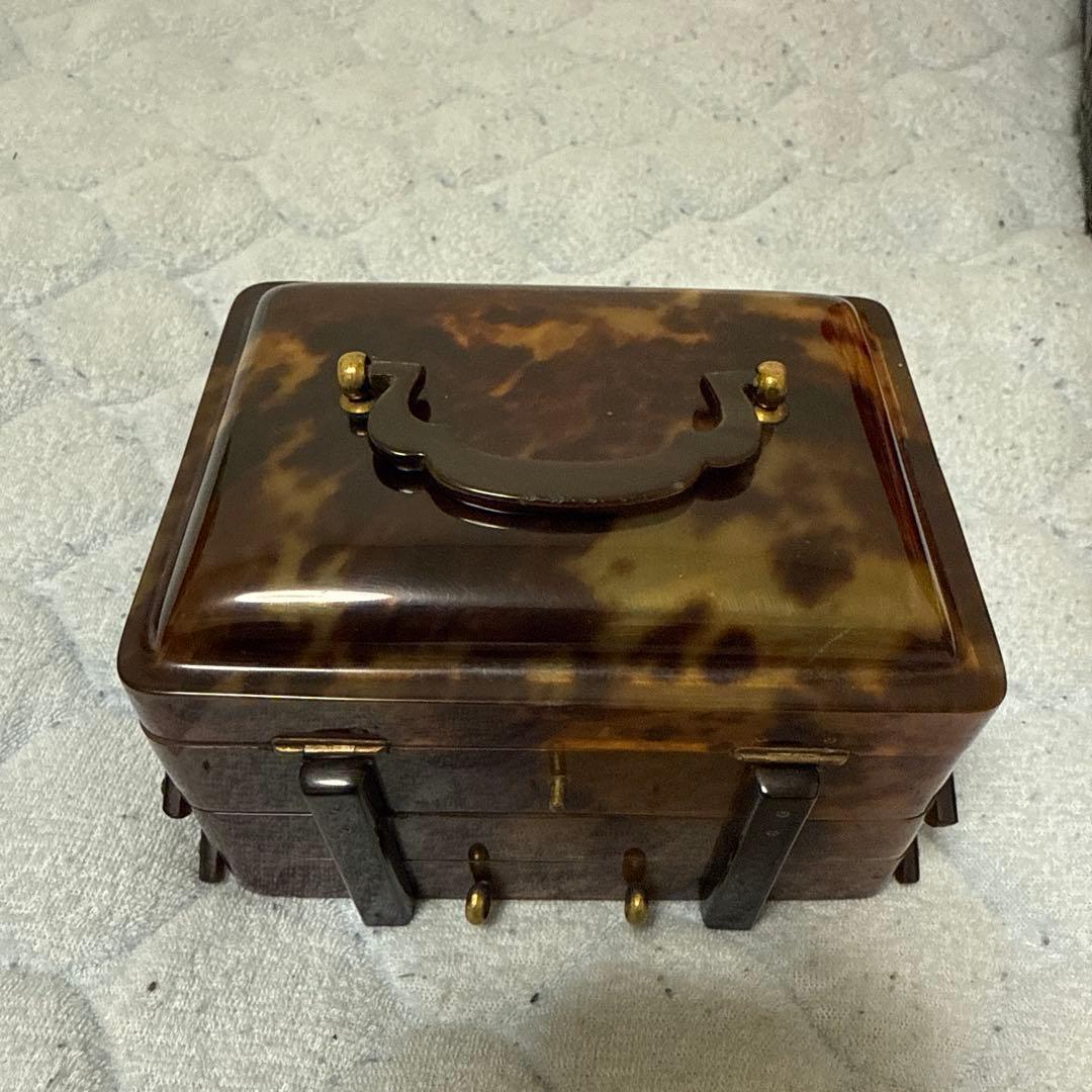 時代物　鼈甲三段箱　簪まとめ