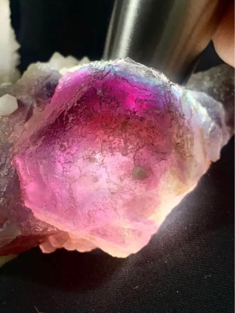 【超希少品・大サイズ】八面体蛍石＆キャンドルクォーツ　共生鉱物