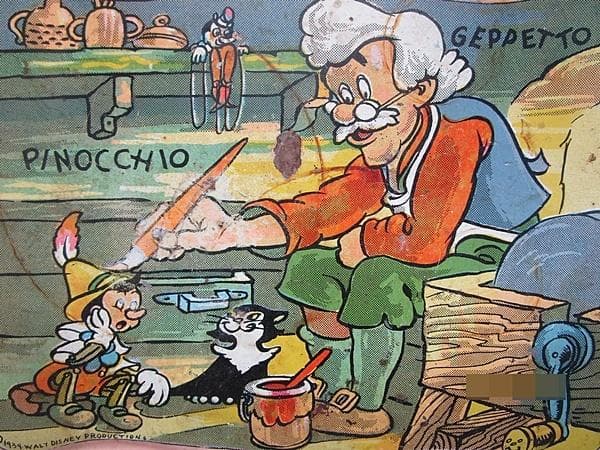 a0127-41 1939年 ウォルトディズニー ピノキオ ブリキ トレー