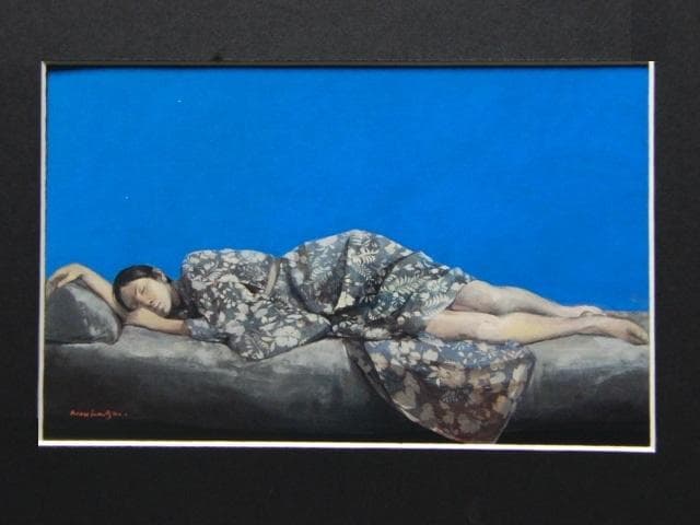 額賀加津巳、夢・眠るひと、希少な額装用画集より、新品高級額装付、状態良好