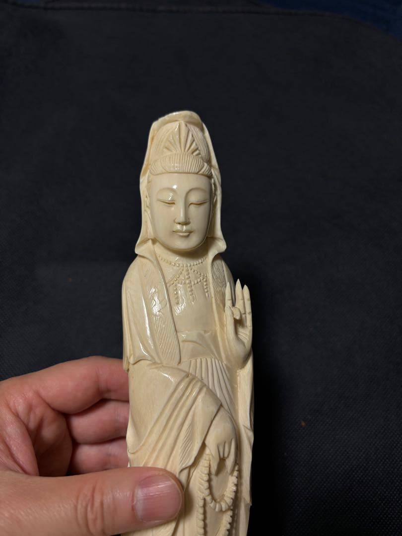 極上古美術品　マンモス　観音菩薩立像 531g 27cm