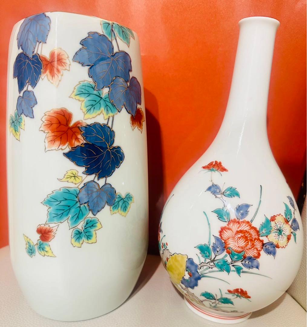 酒井田柿右衛門と 弥右衛門花瓶2点セット高さ約26 Cm美品 花瓶 花器 花入