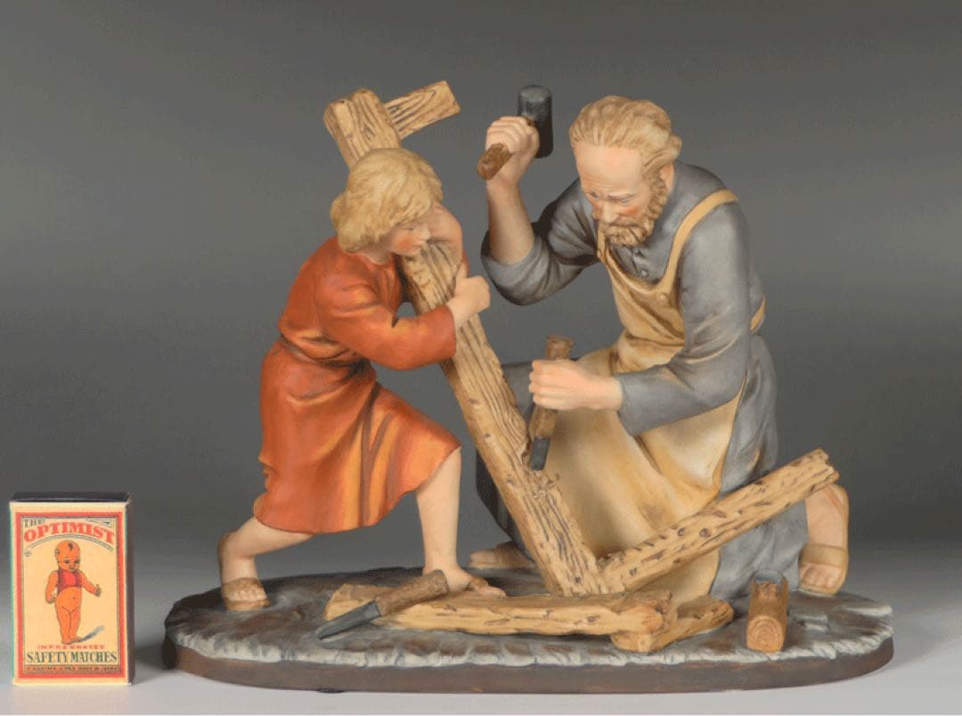 【聖父子 イエスとヨセフ 】 陶器 西洋彫刻 キリスト教美術