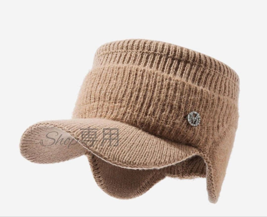 【限定】レディース　サンバイザー　ニット帽　ホワイト　韓国　シンプル　帽子