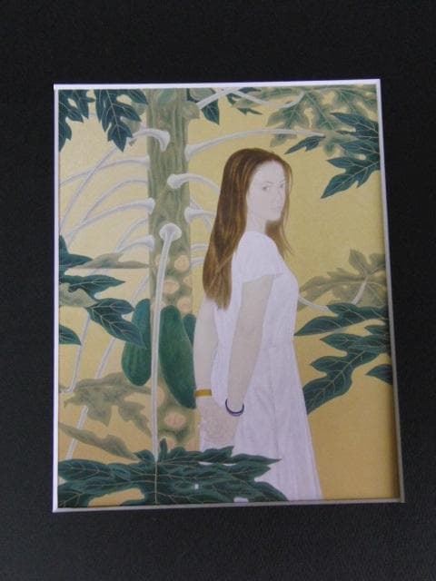 熊原清久、【植物園にて】、希少な額装用画集より、状態良好、新品額装付