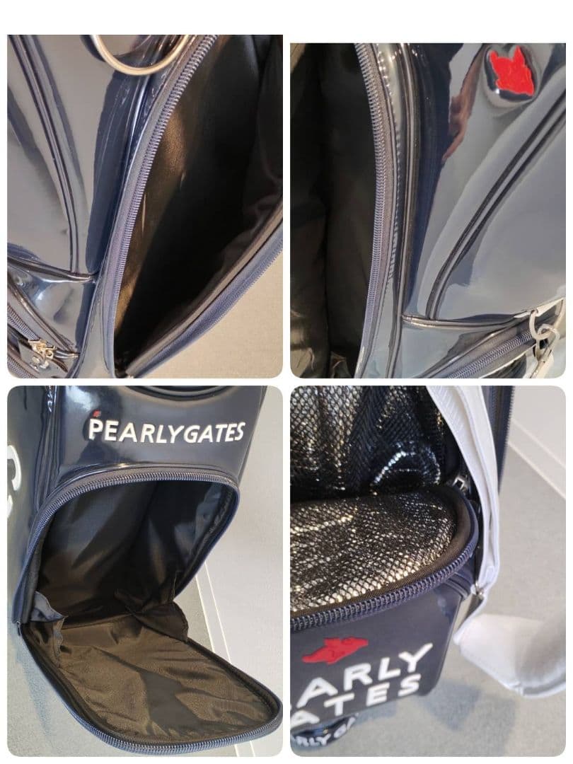 美品【パーリーゲイツ】エナメルキャデイバッグ　ネイビー