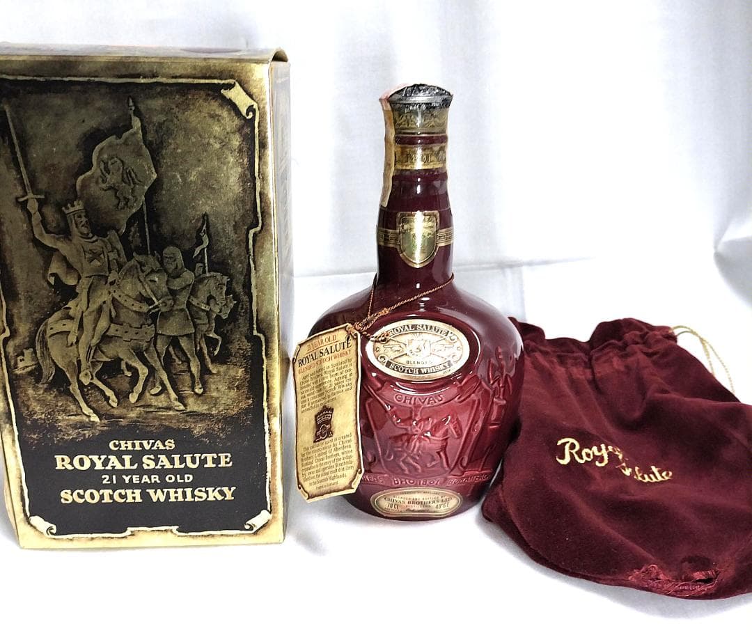 ★古酒★希少！スコッチウイスキー/ロイヤルサルート21年 赤陶器ボトル箱付