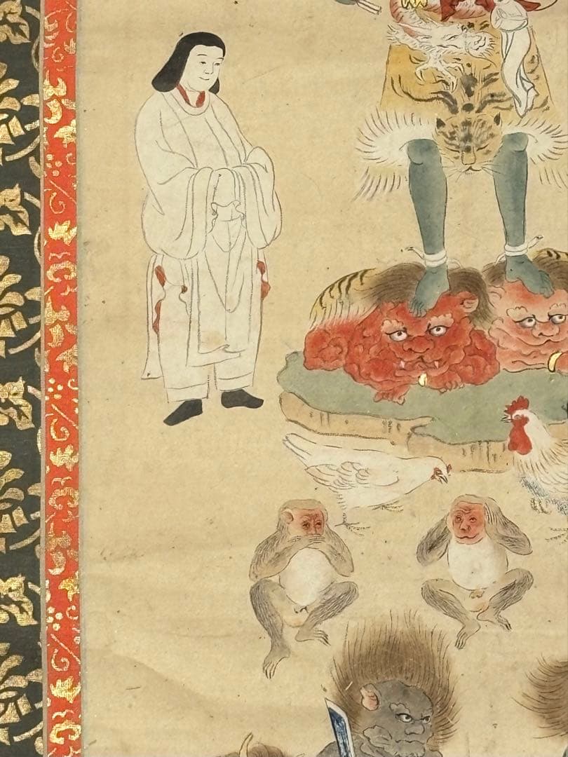 「江戸時代筆 彩色画 青面金剛図」1幅|庚申 真言宗 仏画 仏教美術 掛軸