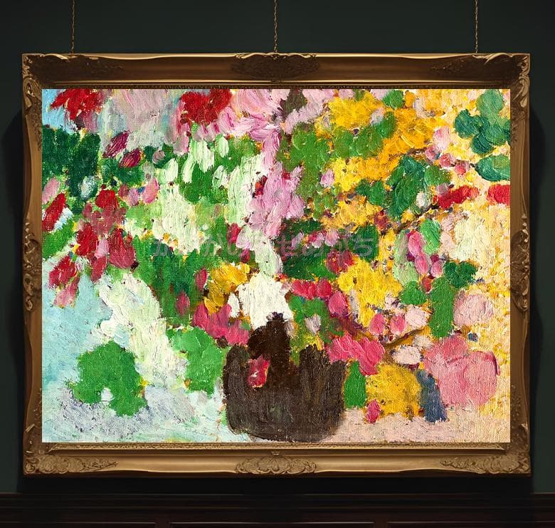 24×32㎝「花瓶の花」油彩・F4