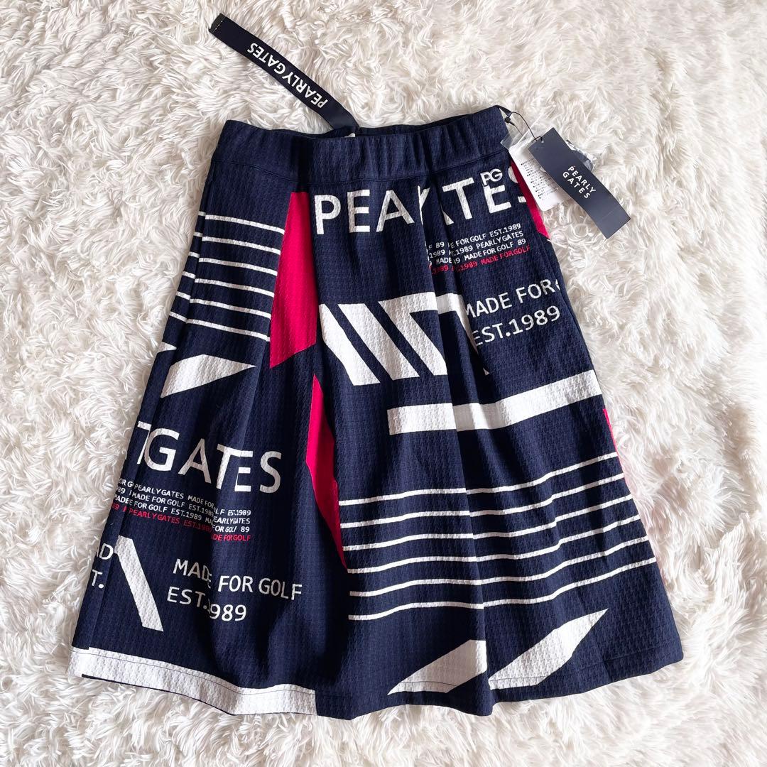 未使用　パーリーゲイツ　ビッグロゴ　ストレッチフレアスカート　ネイビー　0 春夏