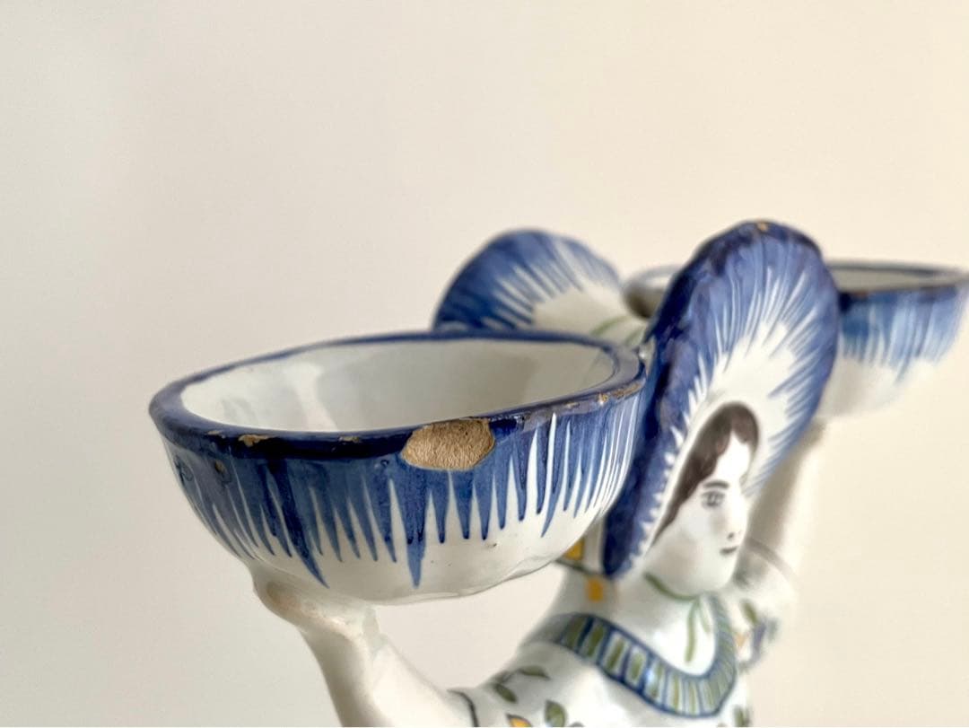 フランス アンティーク 陶器製 女性像 ボウル付き