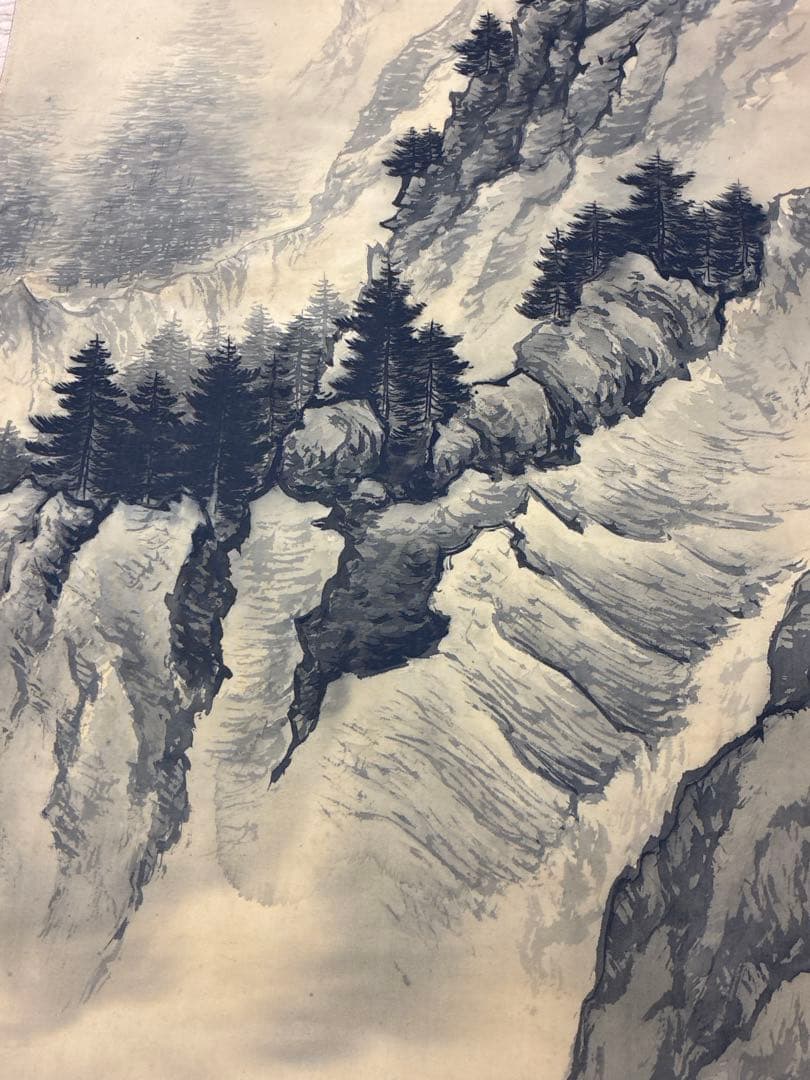 掛軸　白雲筆　山水図　紙本淡彩　肉筆作品　縦200cm×横62cm