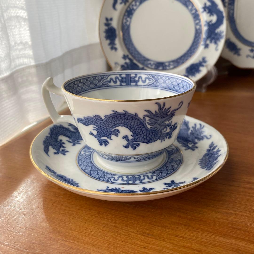 希少　ハマースレイ ブルードラゴン　カップ　ソーサー　プレート　ティーセット