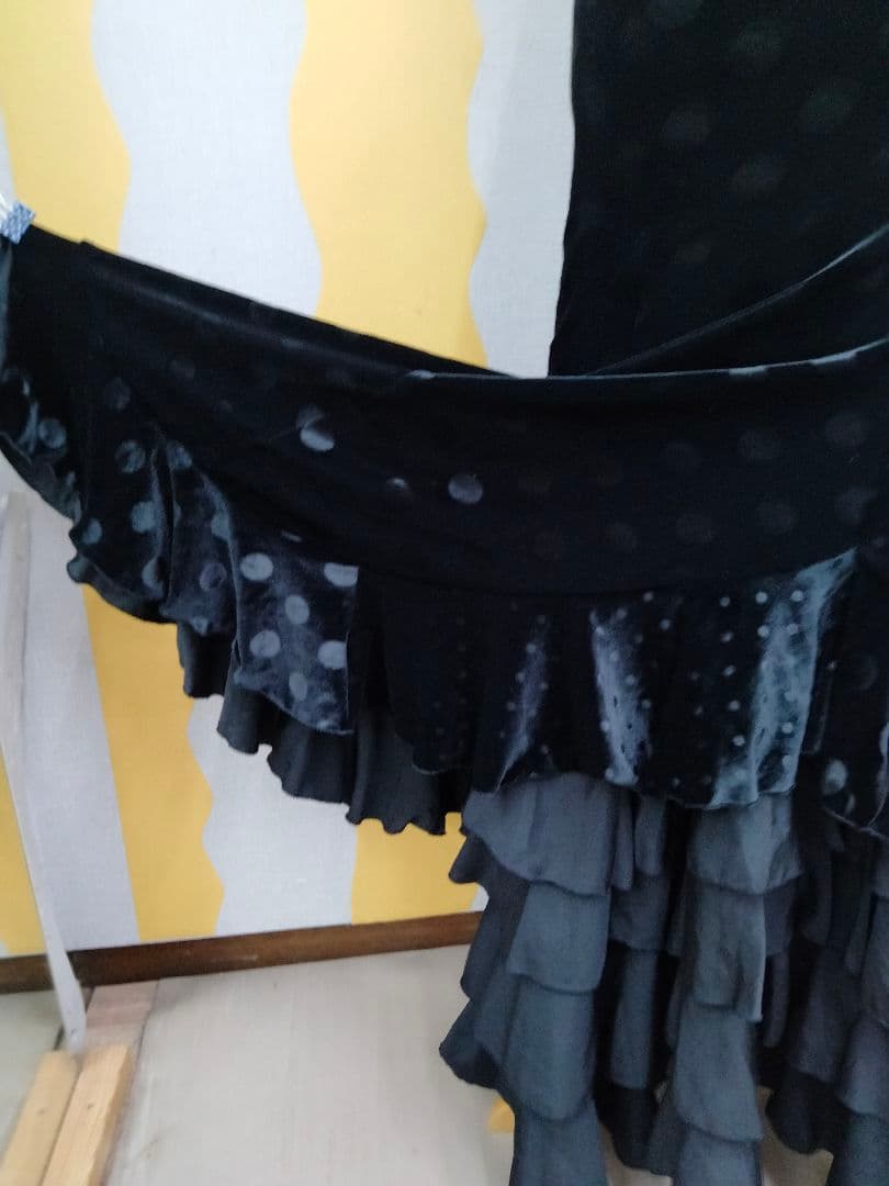 フラメンコスカート　水玉ベロア変わりスカート　ベロアスカートのみ販売