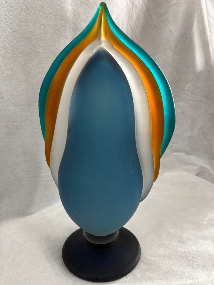 青森　津軽びいどろ　秋村実造　伝統工芸　花器　花瓶　すりガラス