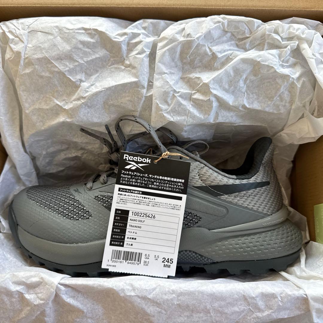【新品】NANO GOLF （グレー）Reebok　ナノ ゴルフ　24.5cm