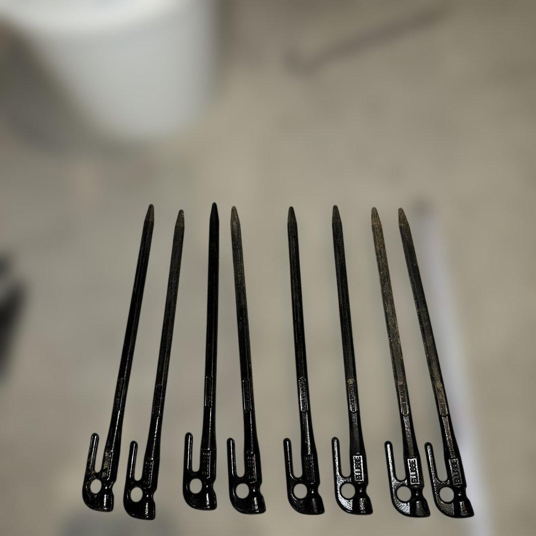 黒い金属製ペグ 8本セット フック付き 28cm