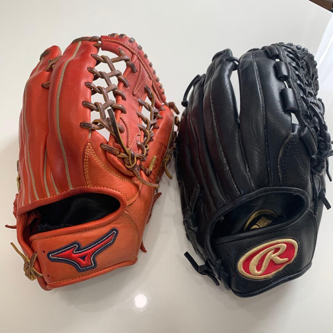 ローリングスとミズノ 軟式用グローブ2点セット