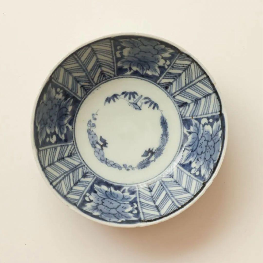 伊万里　古伊万里　江戸　中期　深皿　なます 皿　矢羽根　牡丹