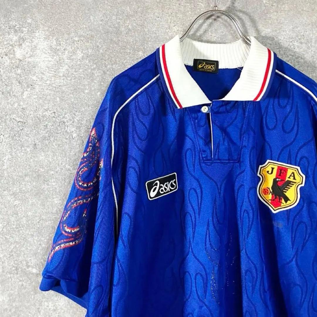 asics　1998 日本代表 ユニフォーム　フランスW杯 サッカー　炎 襟付き
